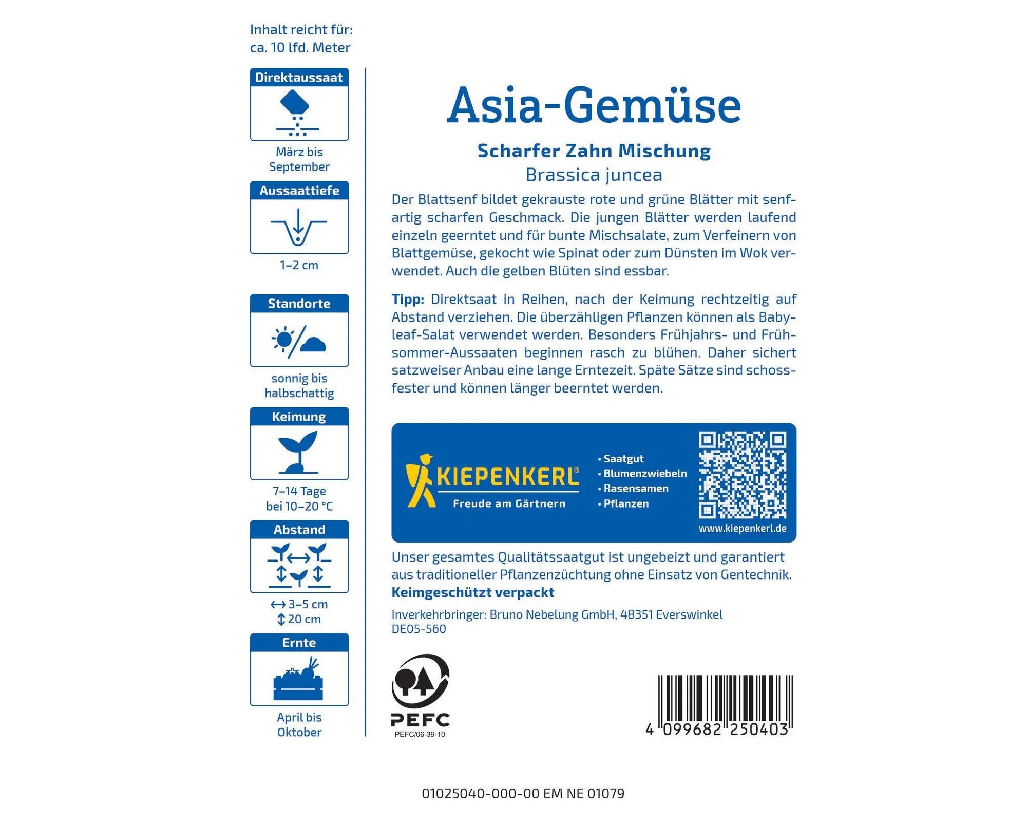 Asia-Gemüse Blattsenf Scharfer Zahn-Mischung