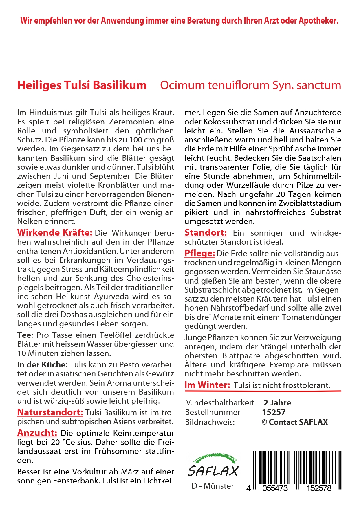 Heiliges Tulsi Basilikum - Samen