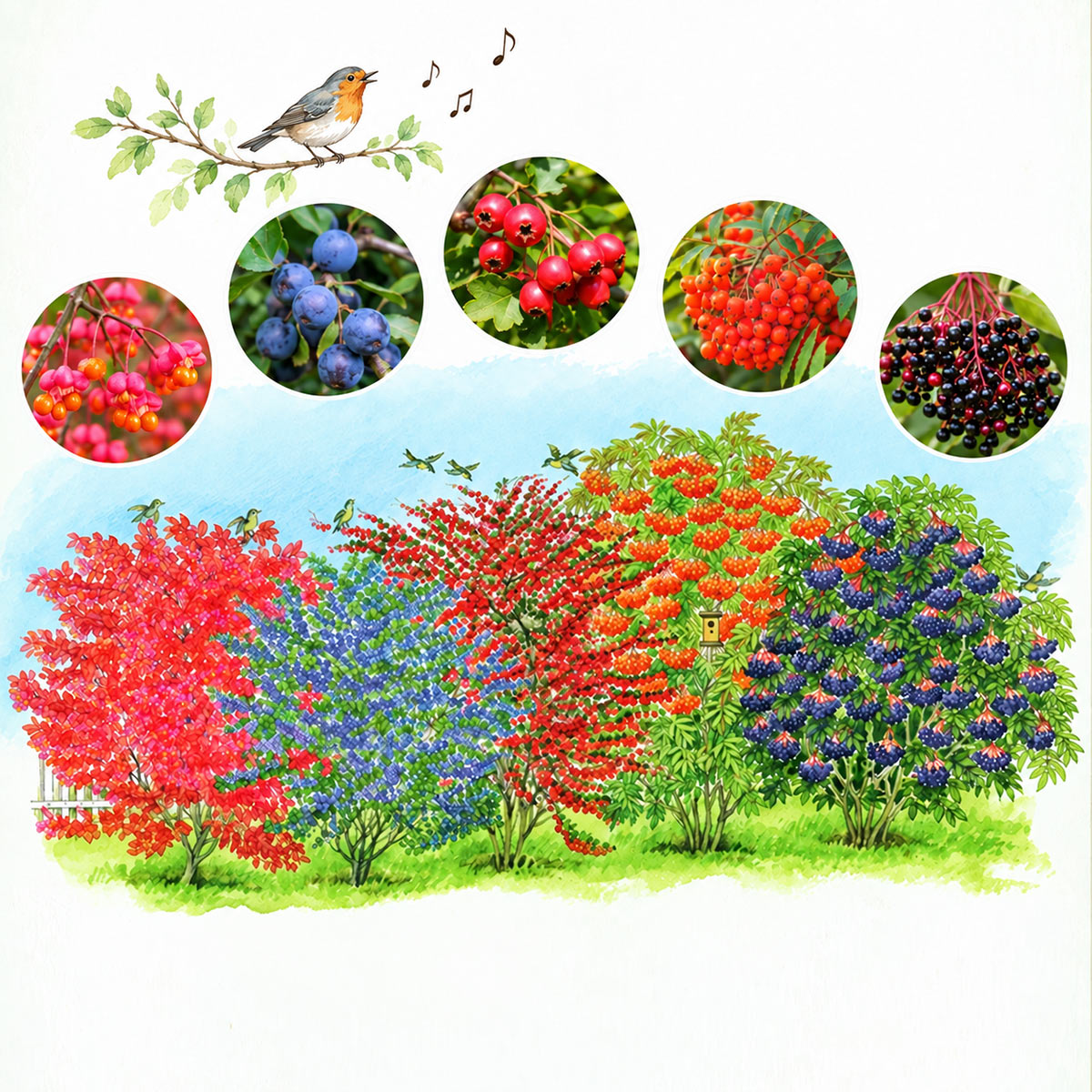 Ziergehölz-Set Singvogel-Hecke