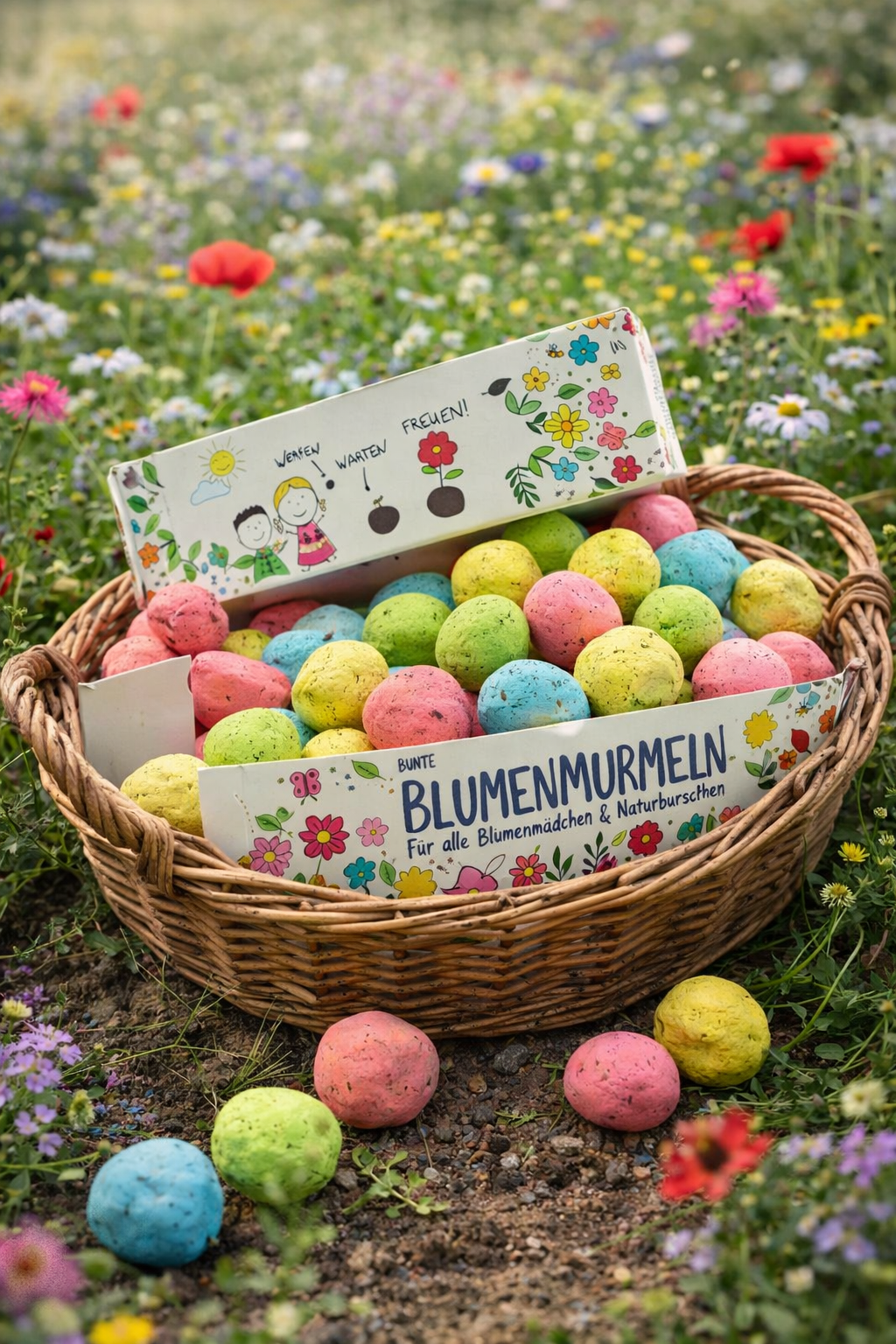 Bunte Blumenmurmeln, 25 St.