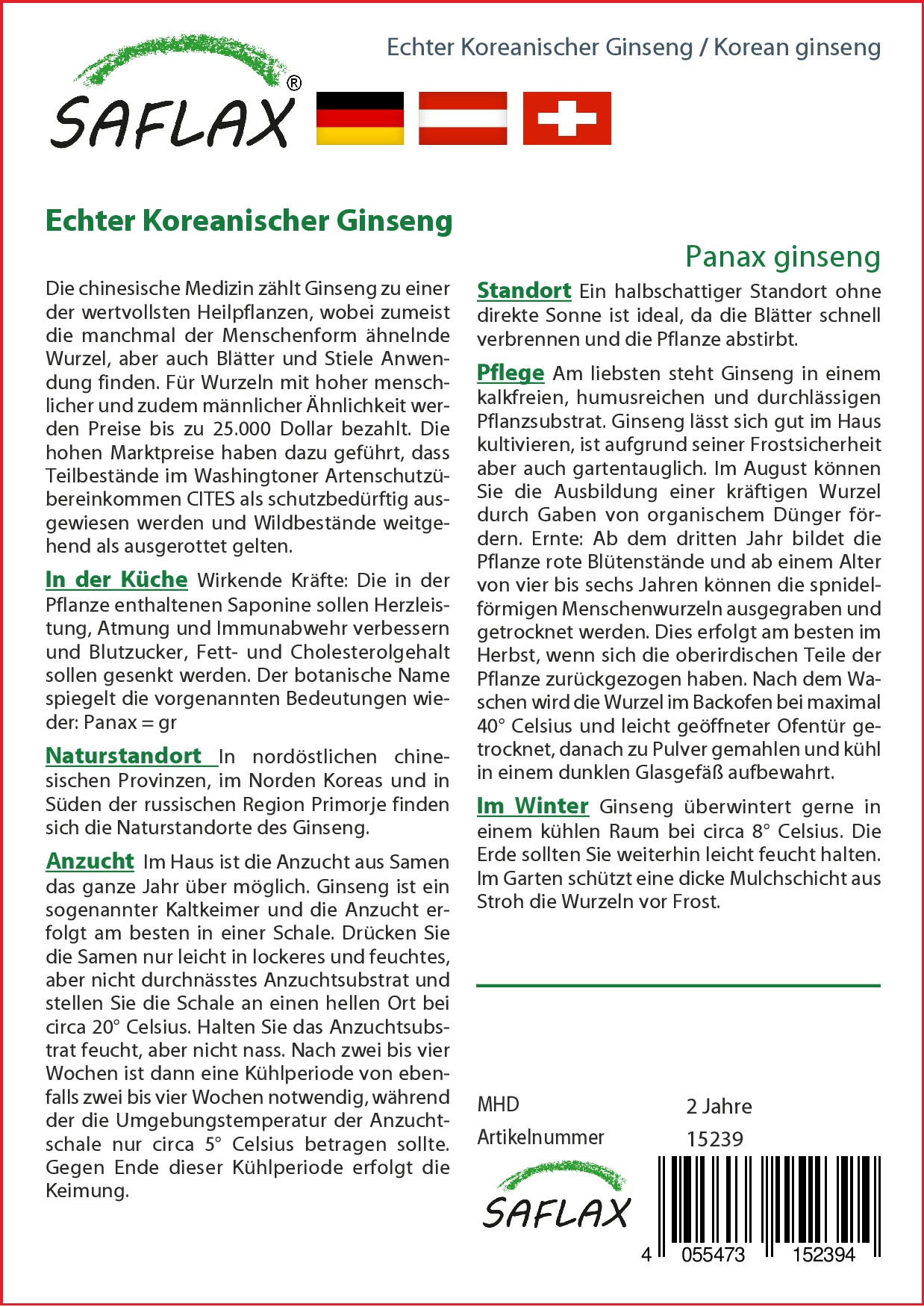 Echter Koreanischer Ginseng