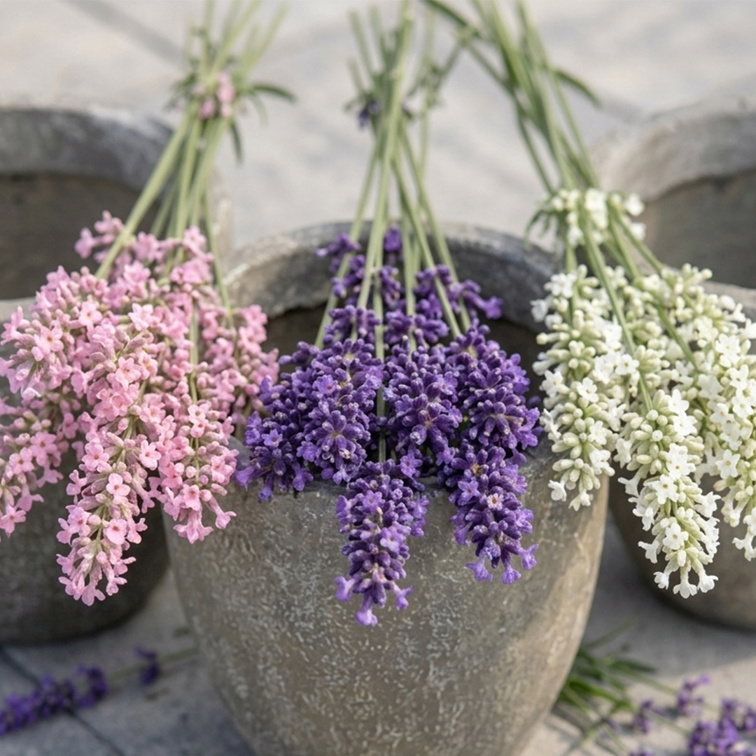 Lavendel-Trio in Violett, Weiß und Rosa