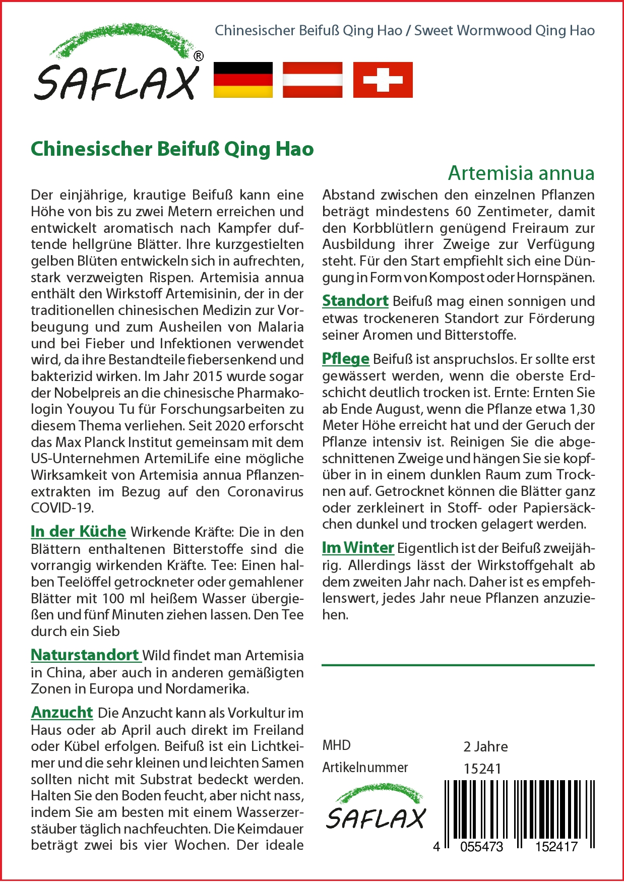 Chinesischer Beifußsamen Qing Hao