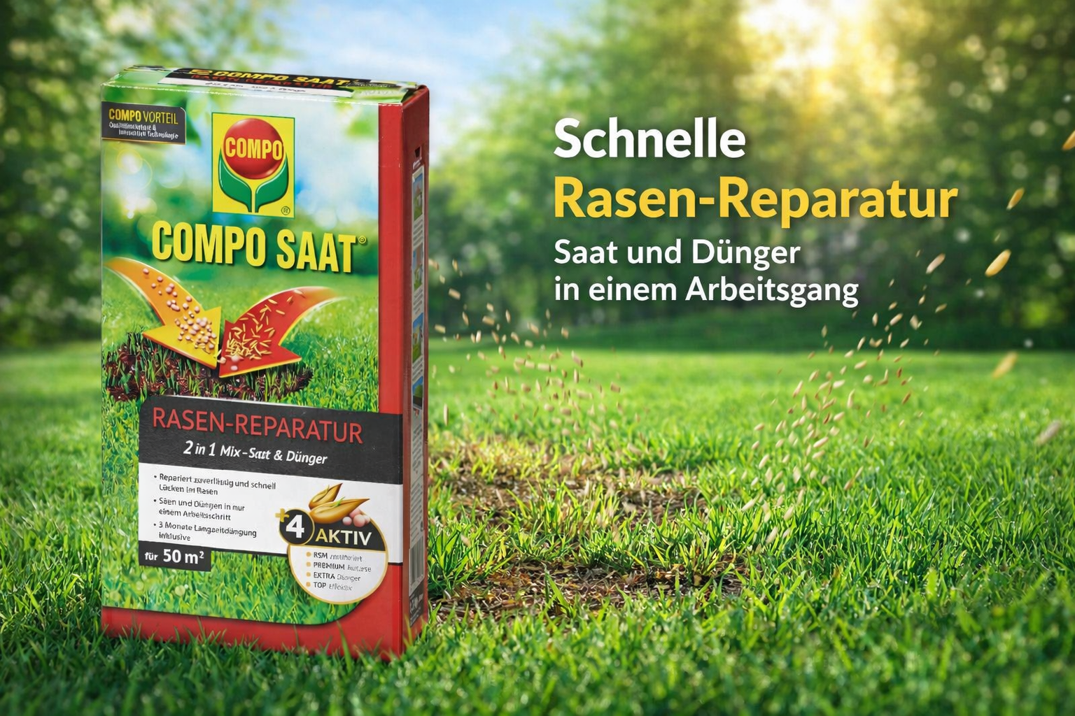 Rasen Reparatur Mix Samen und Dünger